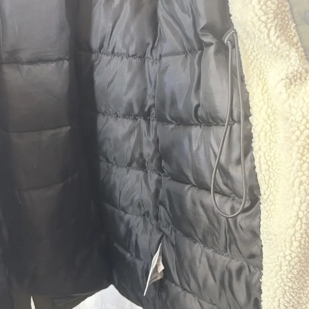 Bella Swan Faux Fur Hood Quilted Parka Coat Green Zip Jacket Womens S Nine West